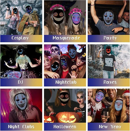 brookhaus Led Mask, Bluetooth App Controlled Halloween Masks, Luminous Mask for Adults, Light up Costumes Masks