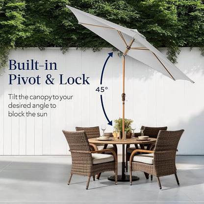Best Choice Products 10ft Market Umbrella, Outdoor Sun Shade for Backyard, Deck, Poolside, Table w/Woodgrain Pattern, Easy Tilt & Crank - Fog Gray