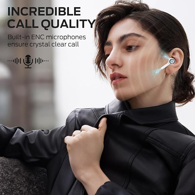 Monster Clarity 102 Plus Wireless Earbuds, Bluetooth Headphones with HiFi Stereo, 4 ENC Mic for Crystal Clear Call, 30H Playtime, Type-C Charging, IPX6 Waterproof in-Ear Ear Buds for Sports (White)