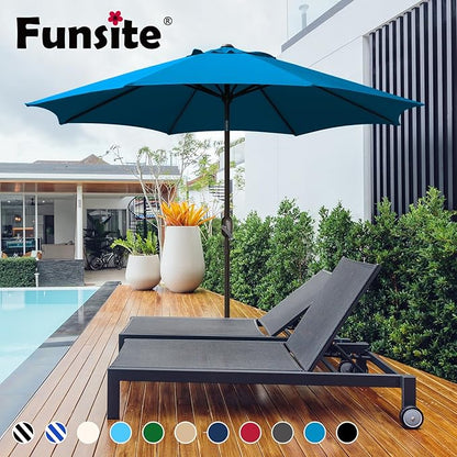 7.5Ft/9Ft Patio Umbrella, UV Protect Pool Umbrella with Heavy Duty Pole,Outdoor Umbrella with Push Botton Tilt & Crank