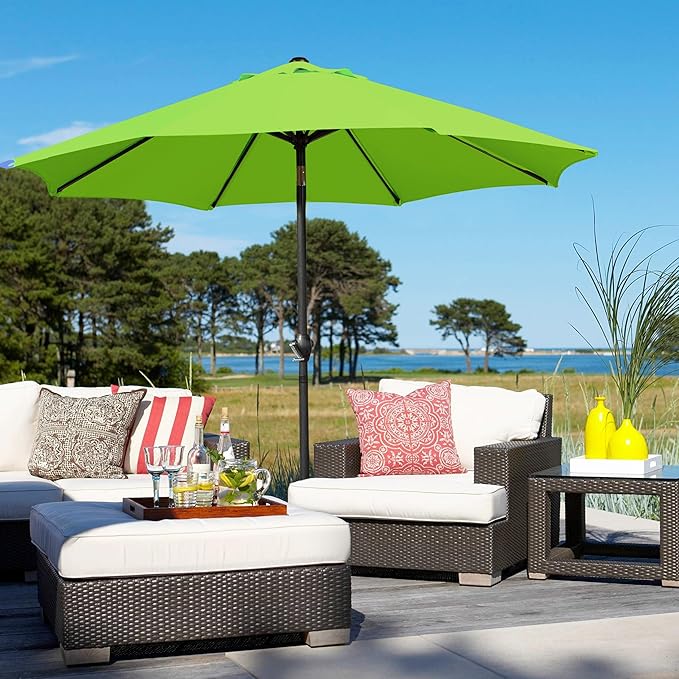 Yaheetech Patio Umbrella, 9FT Outdoor Table Market Umbrella, 8 Sturdy Ribs Yard Sun Shade w/Push Button Tilt and Crank for Garden/Deck/Pool/Beach
