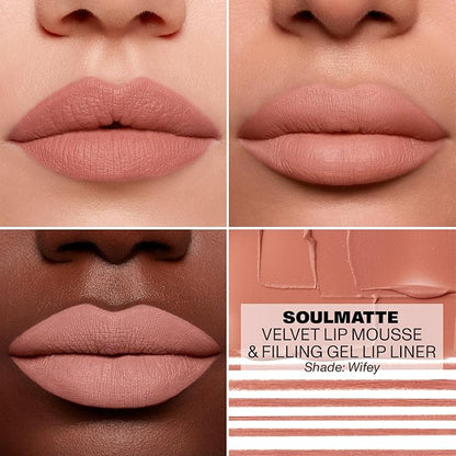 Morphe Soulmatte Velvet Lip Mousse Matte Lipstick - Air-Whipped, Soft Matte Lip Makeup with Vitamin E to Hydrate, Soften and Smooth Lips - Wifey (0.128 Oz)
