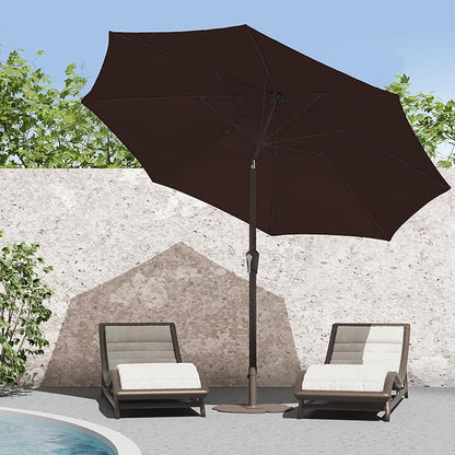 PatioKingdom 9FT Patio Outdoor Umbrella-UPF 50+ Sun Shade with Wind Vent, Push-Button Tilt & Smooth Crank Lift, Rust-Resistant Fiberglass Frame for Garden, Backyard,Yard