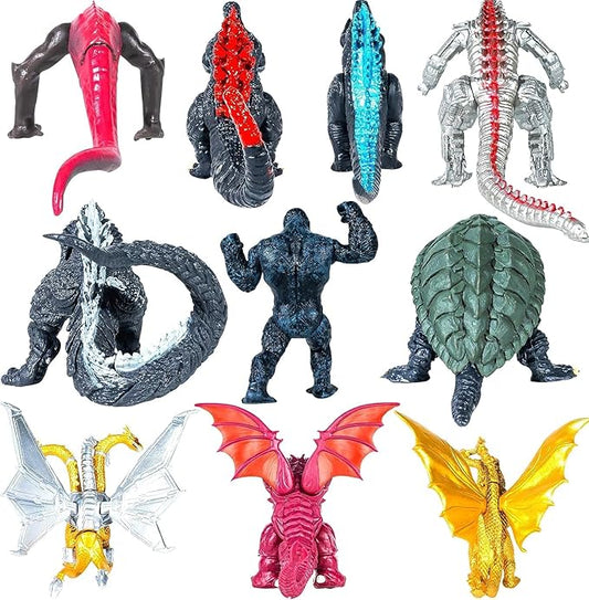 10pcs New Dragon Action Figures King of The Monsters - Dragon VS Kong Mini Monster Orangutan Playsets