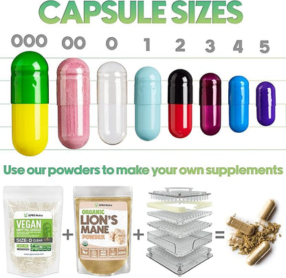XPRS Nutra Size 00 Empty Capsules - 5000 Count Empty Gelatin Capsules - Empty Pill Capsules - DIY Capsule Filling - Fillable Pill Capsules Empty Gel Caps (Black/Red)
