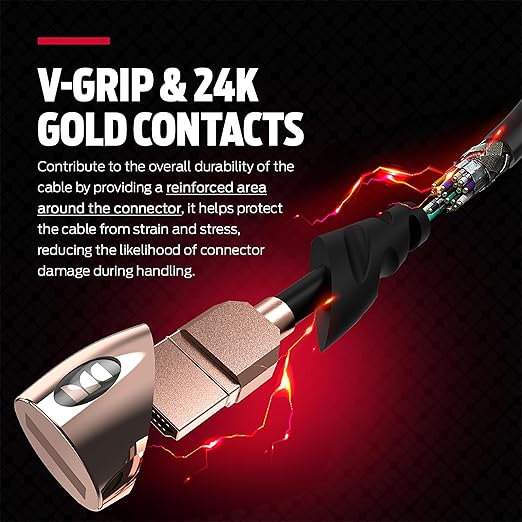Monster HDMI Electronic Cable 4K Ultra Hd with Ethernet Cord 60/120 Hz Refresh Speed 21Gbps 1080p Video Corrosion Resistant Gold - 6 ft and 8 ft 2 Pack- Bundle