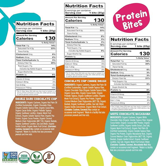Bhu Foods Keto Bites, Best Sellers Variety Pack, Chocolate Chip, Dark Chocolate, Macadamia Cookie Dough, Organic Snacks for Adults, Individually Wrapped (3 Pack)