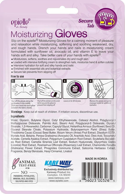 Epielle Moisturizing Hand Masks, 6 Pairs Gloves for Dry Hands, Relieve and Soften Skin with Sunflower Seed Oil + Avocado Oil + Vitamin E, Korean Skin Care, Spa Gifts for Women