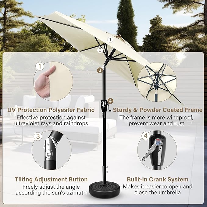 Simple Deluxe 9' Patio Umbrella Outdoor Table Market Yard Umbrella with Push Button Tilt/Crank