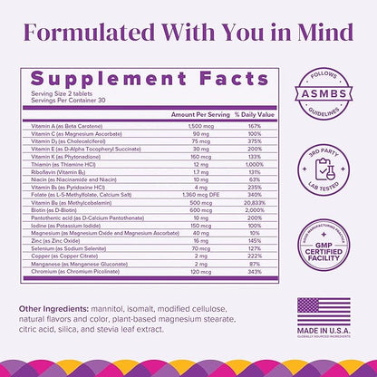 BariMelts Multivitamin - 60 Fast-Dissolving Tablets (1-Month Supply) - Sugar-Free Bariatric Multivitamin for Women, Natural Fruit Flavor