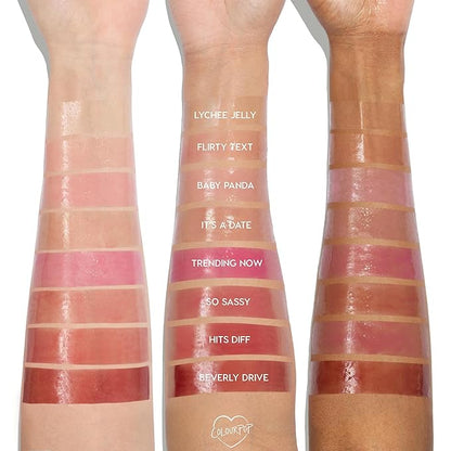 ColourPop So Juicy Plumping Glossy Lip Oil - Hydrating & Plumping Lip Oil with a Sheer Wash of Non-Sticky Color - Infused with Peptides, Ceramides & Ginger - Flirty Text (0.29)