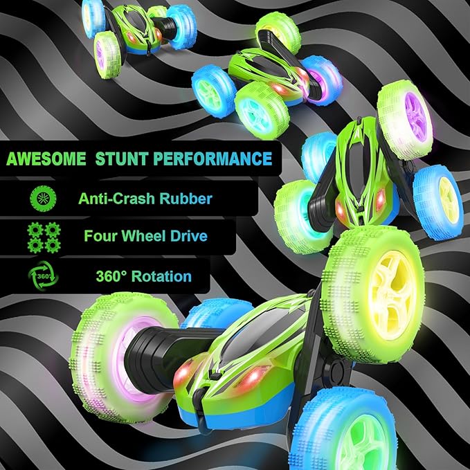 Remote Control Car, RC Cars Toys, 2.4GHz 4WD Fast RC Car with Double Sided 360° Rotation Kids Toys Monster Truck Toys for Girls RC Truck Toy Cars for Boys