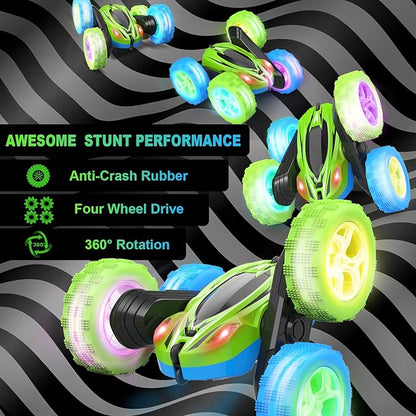 Remote Control Car, RC Cars Toys, 2.4GHz 4WD Fast RC Car with Double Sided 360° Rotation Kids Toys Monster Truck Toys for Girls RC Truck Toy Cars for Boys