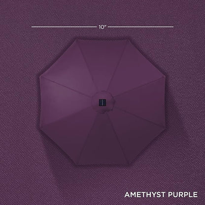 Best Choice Products 10ft Solar Polyester LED Lighted Patio Umbrella w/Tilt Adjustment and UV-Resistant Fabric - Amethyst Purple