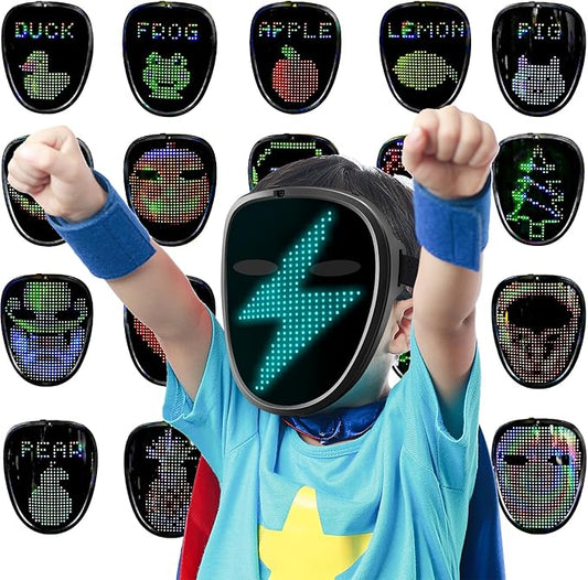 Ompusos LED Mask with Gesture Sensing - Light up mask for Costume Cosplay Party Masquerade - Kids, Men, Women