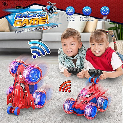 Remote Control Car, RC Car Toys for Boys Ages 3-10, Fast Stunt Monster Truck with 360° Rotating & 4WD Wheel Lights, 2.4Ghz RC Hobby Crawler, Cool Toys Birthday Gifts for 4 5 6 7 8 9 10 Year Olds Kids