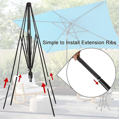 Blissun Rectangular Patio Umbrella, Table Market Umbrella with Tilt and Crank, Outdoor Umbrella for Garden, Deck, Backyard, Pool and Beach