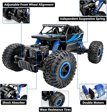 Cheerwing 1:18 Rock Crawler 2.4Ghz Remote Control Car 4WD Off Road RC Monster Truck 2 Battery (Blue)
