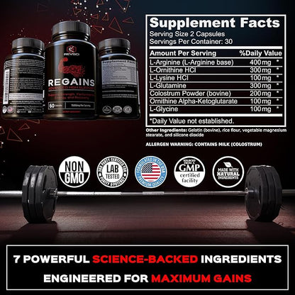 HGH Supplements for Men & Women - Regains Natural Anabolic Muscle Growth Building & Human Growth Hormone for Men, Muscle Builder for Men, Muscle Recovery Post Workout Supplement, 240 Protein Pills