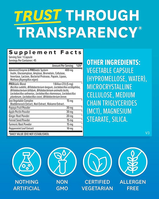Zenwise Health Digestive Enzymes for Gut Health - Probiotic Multi Enzymes with Prebiotics and Probiotics for Women and Men for Digestive Health and Bloating Relief, Daily Enzymes for Digestion -45 CT
