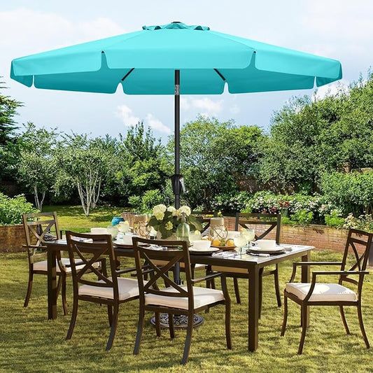 MASTERCANOPY Valance Patio Umbrella for Outdoor Table Market -8 Ribs (11ft,Turquoise)