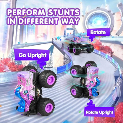 DYODYORC Remote Control Car, 2.4Ghz All Terrain Pony Monster Truck Toys, RC Truck with Music, 3 Lighting Effects, 360 Stunt Capable, All Included Ready to Run, Toy Gifts for Boys and Girls (Pink)