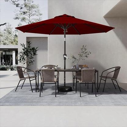 9 FT Patio Umbrella for Outdoor, Outdoor Umbrella with Push Button Tilt and Crank, Outdoor Patio Umbrellas with 8 Sturdy Ribs for Market, Garden, Deck, Backyard, Pool (Burgundy)