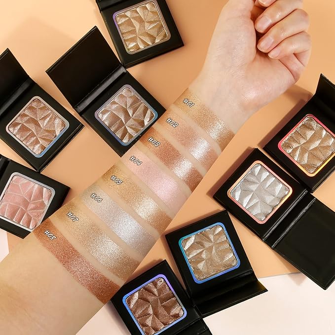 Highlighter Shimmer Makeup Palette Gold Colors,Shimmering Highlightering Pallet,Highly to Carry,Cruelty-Free