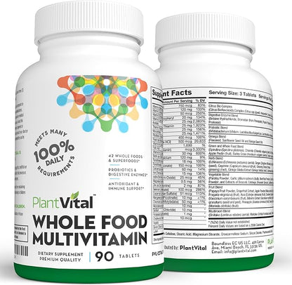 Plantvital Whole Food Multivitamin - Multivitamins with 42 Superfoods Raw Veggies and Fruits Vitamins Earth Energy Fruits and Veggies Supplement Pure Fruit and Vegetable Supplements - 270 Tablets