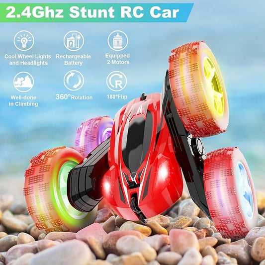 Remote Control Car, RC Cars Toys, 2.4GHz 4WD Fast RC Car Kids Toys Double Sided 360° Rotating Monster Truck Toys for Girls RC Truck Toy Cars for Boys