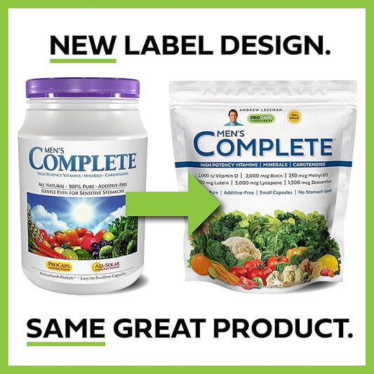 ANDREW LESSMAN Multivitamin - Men's Complete 30 Packets – High Potencies of 30+ Nutrients, Essential Vitamins, Minerals & Carotenoids. Small Easy-to-Swallow. No Binders, No Fillers, No Additives