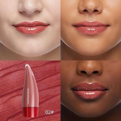 Juicy Lip Plumping Gloss, Orange Tinted Lip Gloss Lip Plumper, Hydrating Moisturizing Lip Tint Stain,Highly Pigmented Shine Glossy Lip Oil, Long-Lasting Lip Gloss For Women Girls Dry Lip Care-02#