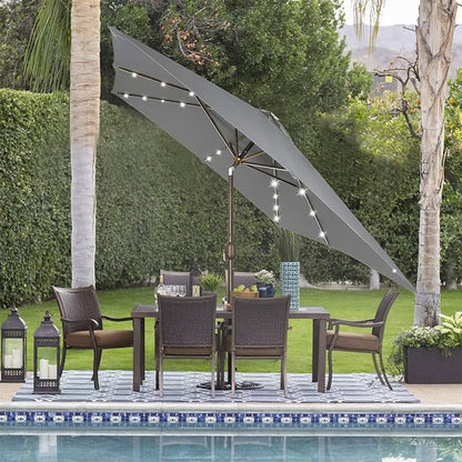 Blissun Rectangular Patio Umbrella, Table Market Umbrella with Tilt and Crank, Outdoor Umbrella for Garden, Deck, Backyard, Pool and Beach