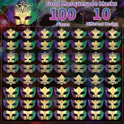 yeload Masquerade Masks 100 Bulk Vintage Masks of Masquerade Party, Venetian, Mardi Gras, Halloween, Masks for Women, Men