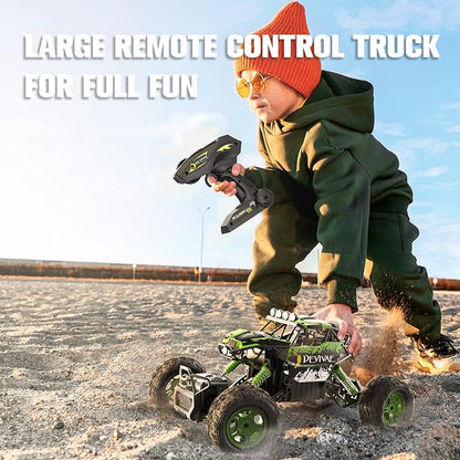 CROBOLL 1:12 Large RC Cars for Boys with Upgraded Lifting Function, 2.4GHz 4WD Remote Control Car Toy Gifts 20km/h Monster Truck for Kids, All Terrain RC Truck for 60Min Play(Green)