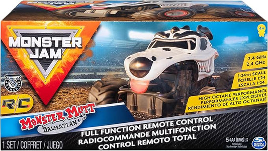 Monster Jam, Official Monster Mutt Dalmatian Remote Control Monster Truck for Boys and Girls, 1:24 Scale, 2.4 GHz, Kids Toys for Ages 4-6+