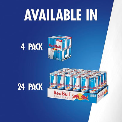 Red Bull Sugar Free Energy Drink with 114mg Caffeine plus Taurine & B Vitamins, 12 Fl Oz, 6 Packs of 4 Cans (Pack of 24)