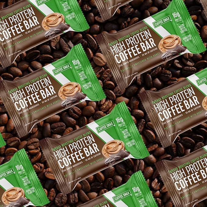 Protein Coffee Energy Bar, Made with Five Simple Ingredients, All Natural, Gluten Free, Non GMO & 16g of Protein, Made with Real Coffee (55mg Caffeine per bar), 12 Bars (Peanut Butter)