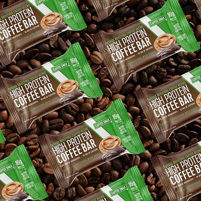 Protein Coffee Energy Bar, Made with Five Simple Ingredients, All Natural, Gluten Free, Non GMO & 16g of Protein, Made with Real Coffee (55mg Caffeine per bar), 12 Bars (Peanut Butter)