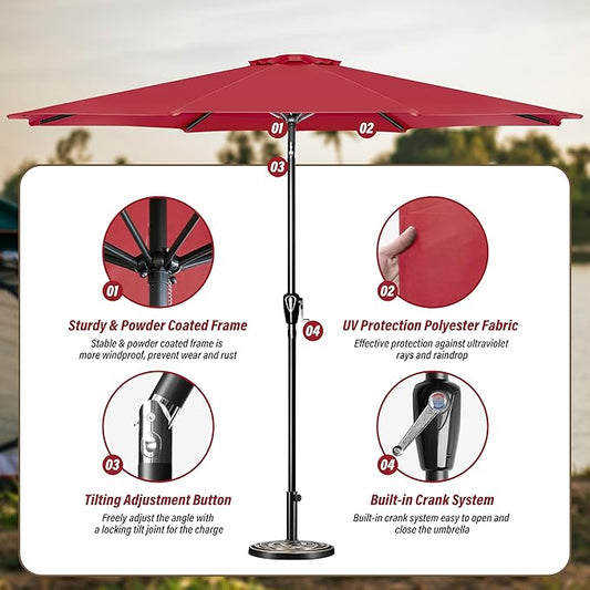 Simple Deluxe 9' Patio Umbrella Outdoor Table Market Yard Umbrella with Push Button Tilt/Crank