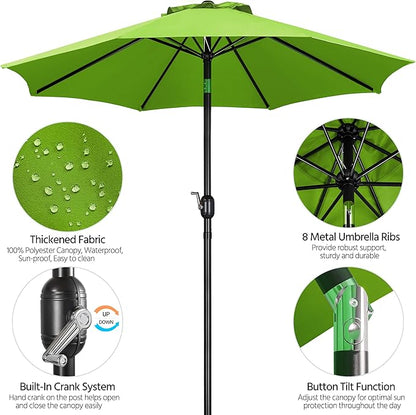 Yaheetech Patio Umbrella, 9FT Outdoor Table Market Umbrella, 8 Sturdy Ribs Yard Sun Shade w/Push Button Tilt and Crank for Garden/Deck/Pool/Beach