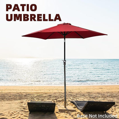 9FT Outdoor Patio Umbrella with Push Button Tilt and Crank, Beach Umbrella for Sun Shades, Market Umbrella with 6 Sturdy Metal Ribs, UV Resistant Waterproof for Garden, Backyard, Deck, Pool
