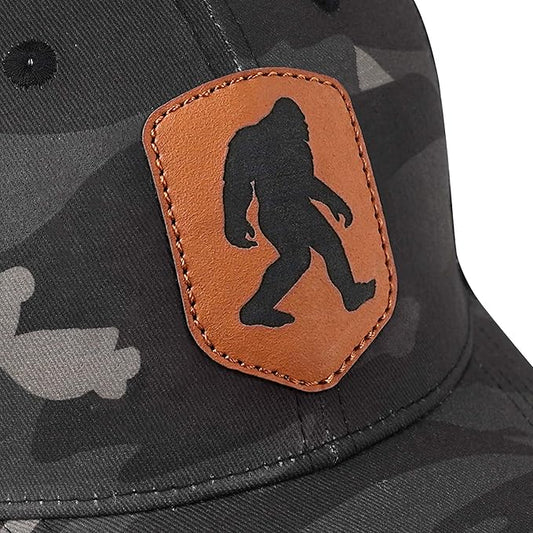 Mesh Bigfoot Hat Leather Cap for Men- Great Snapback Closure Sasquatch Hat for Hunting & Hiking