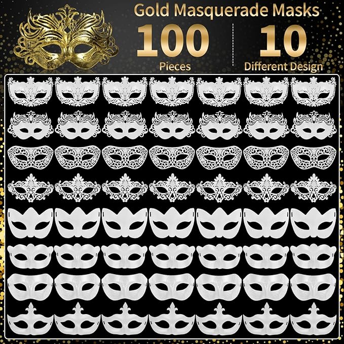 yeload Masquerade Masks 100 Bulk Vintage Masks of Masquerade Party, Venetian, Mardi Gras, Halloween, Masks for Women, Men