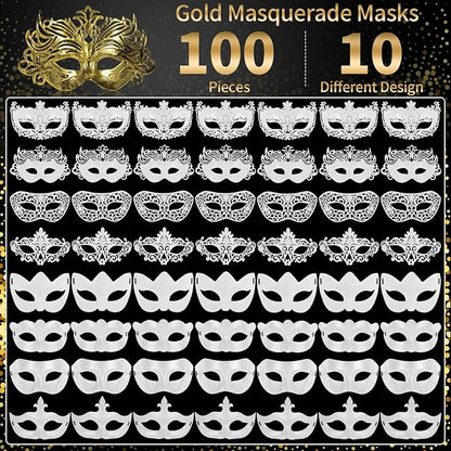 yeload Masquerade Masks 100 Bulk Vintage Masks of Masquerade Party, Venetian, Mardi Gras, Halloween, Masks for Women, Men