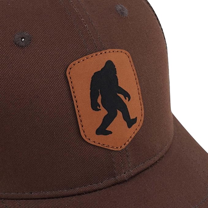 Mesh Bigfoot Hat Leather Cap for Men- Great Snapback Closure Sasquatch Hat for Hunting & Hiking