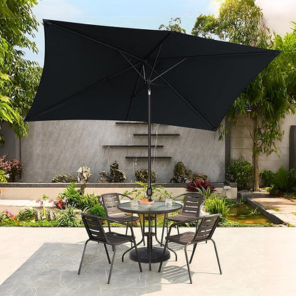 Blissun Rectangular Patio Umbrella, Table Market Umbrella with Tilt and Crank, Outdoor Umbrella for Garden, Deck, Backyard, Pool and Beach