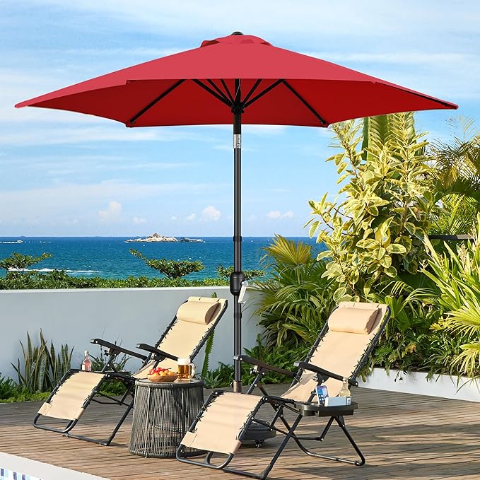 Yaheetech 9FT Patio Umbrella, Outdoor Table Market Umbrella with Push Button Tilt and Crank, Polyester Yard Sun Shade for Garden, Deck, Backyard, Pool