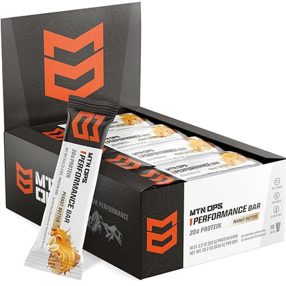 MTN OPS Peanut Butter Bliss Protein Bars, High Protein with Whey Isolate & Whey Concentrate and Collagen, Low Sugar, Gluten Free, 10 Count