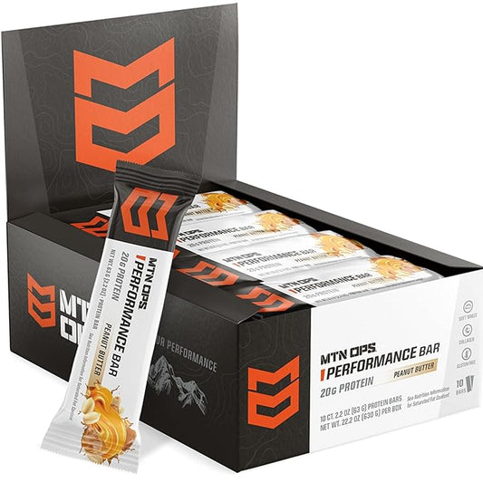 MTN OPS Peanut Butter Bliss Protein Bars, High Protein with Whey Isolate & Whey Concentrate and Collagen, Low Sugar, Gluten Free, 10 Count